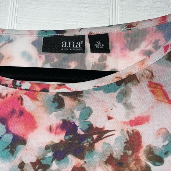 a.n.a. a new approach Multicolored Blouse women’s size X-Large floral top sheer - Picture 6 of 8